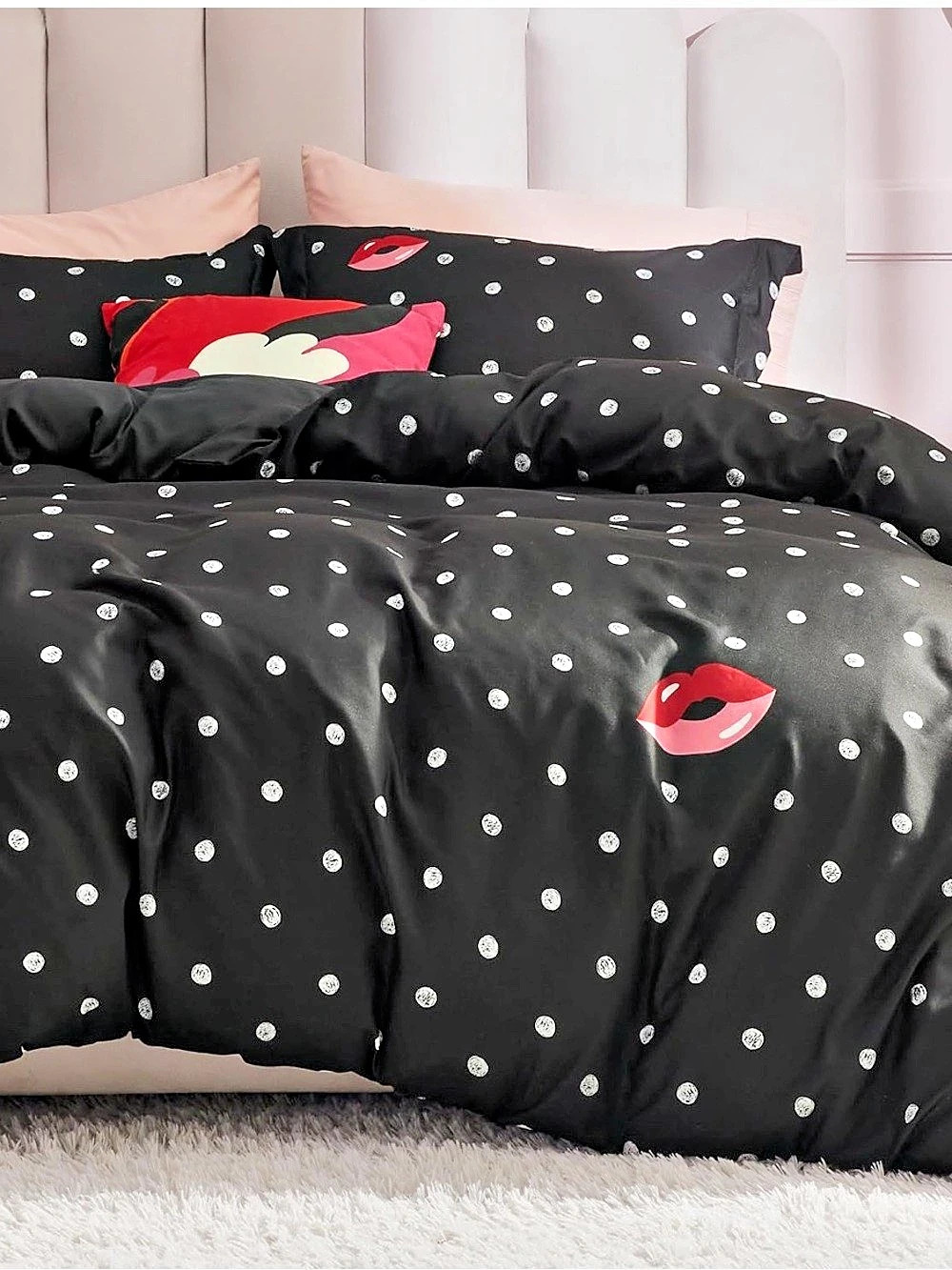 Bedsure x Marilyn Monroe Polka Dot Lips Duvet Cover Set